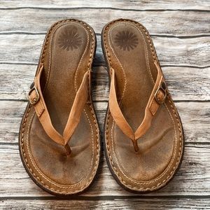 UGG Kamiko Tan Leather Flip Flops Sandals 6